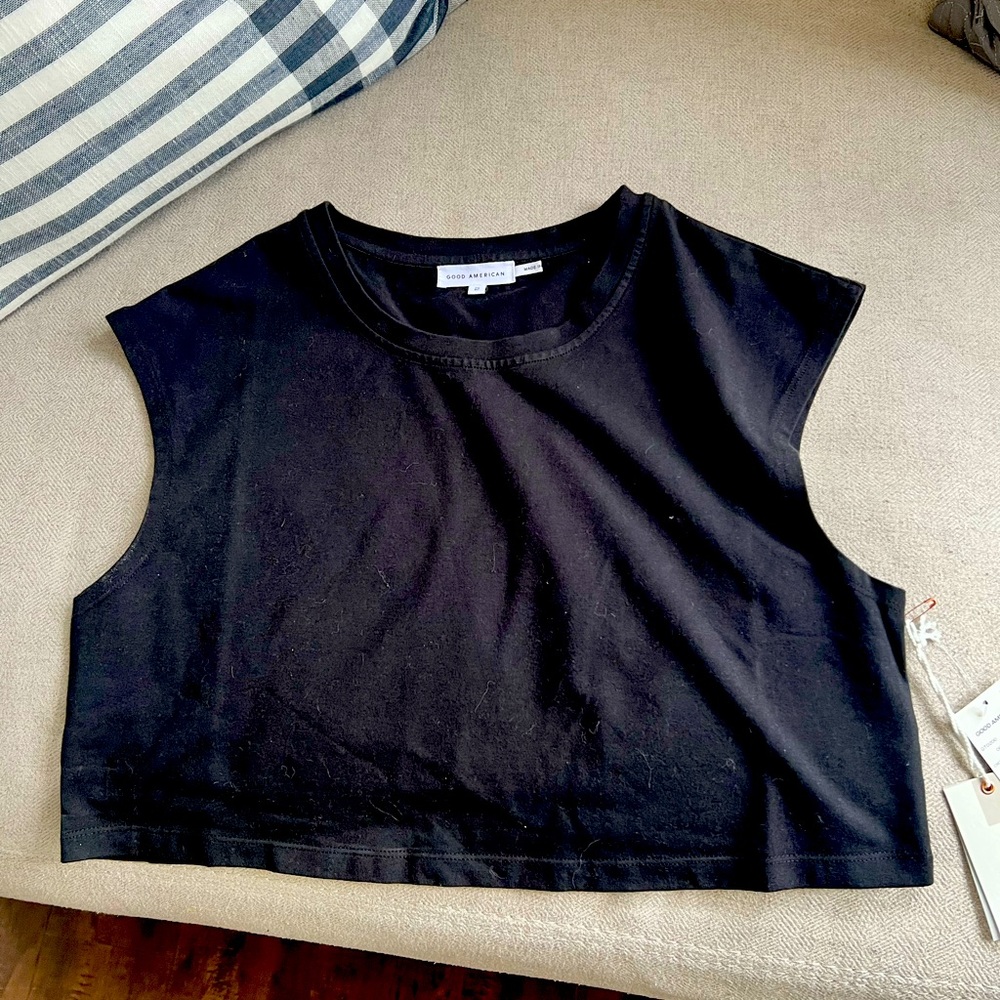 Good American The Crop Boy Tee, Size 2